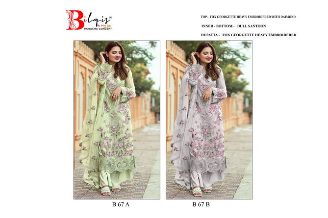 B 67 By Bilqis Embroidery Georgette Pakistani Suits Wholesale Market In Surat
